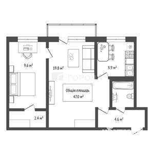 2-к квартира, вторичка, 47м2, 2/5 этаж
