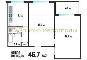 2-к квартира, вторичка, 47м2, 8/12 этаж