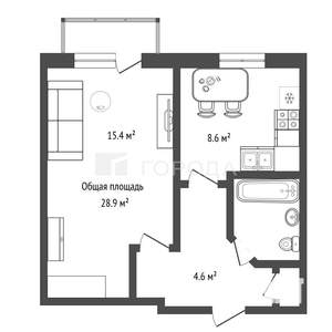 1-к квартира, вторичка, 29м2, 4/5 этаж