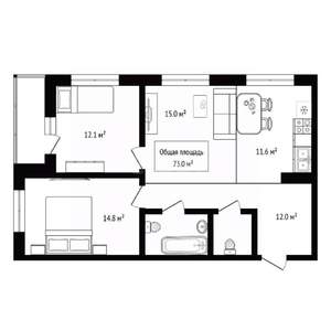 3-к квартира, вторичка, 73м2, 6/12 этаж