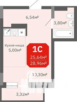 Студия квартира, строящийся дом, 29м2, 14/17 этаж