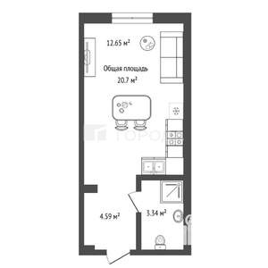 Студия квартира, вторичка, 21м2, 14/16 этаж