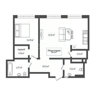 Студия квартира, вторичка, 84м2, 29/29 этаж