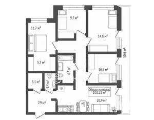 4-к квартира, вторичка, 102м2, 6/8 этаж