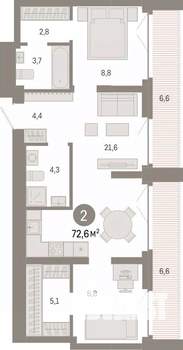 2-к квартира, вторичка, 73м2, 8/23 этаж