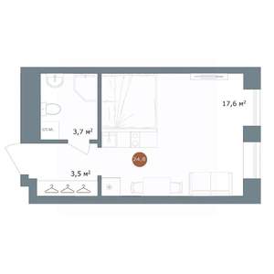 Студия квартира, вторичка, 25м2, 16/18 этаж