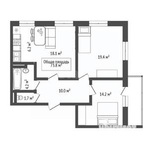 3-к квартира, вторичка, 74м2, 15/25 этаж
