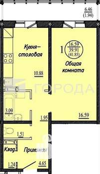1-к квартира, вторичка, 40м2, 11/18 этаж
