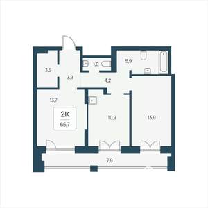 2-к квартира, строящийся дом, 66м2, 2/23 этаж