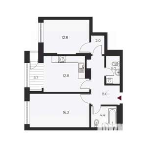 2-к квартира, вторичка, 62м2, 3/20 этаж