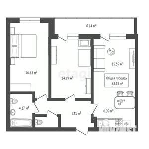 2-к квартира, вторичка, 69м2, 14/25 этаж