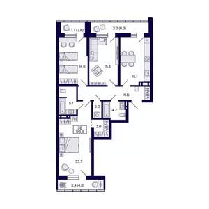3-к квартира, вторичка, 99м2, 13/30 этаж