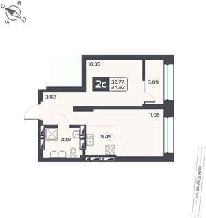 2-к квартира, вторичка, 34м2, 24/25 этаж