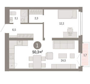 1-к квартира, вторичка, 50м2, 12/23 этаж