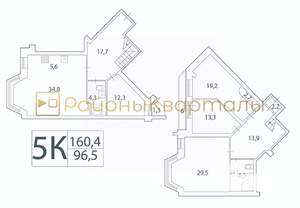 5-к квартира, вторичка, 162м2, 5/6 этаж