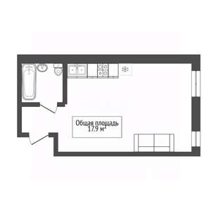 Студия квартира, вторичка, 18м2, 1/4 этаж