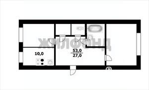 2-к квартира, вторичка, 53м2, 2/5 этаж