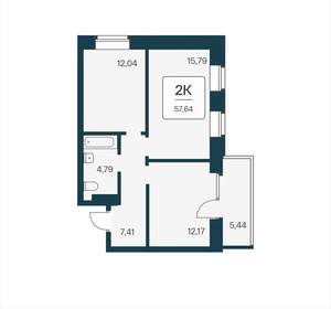 2-к квартира, вторичка, 58м2, 21/25 этаж