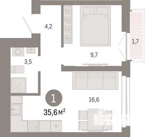 1-к квартира, вторичка, 36м2, 15/23 этаж