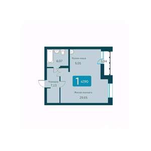 1-к квартира, строящийся дом, 48м2, 3/25 этаж