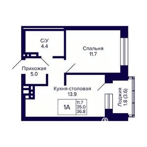 1-к квартира, вторичка, 37м2, 10/20 этаж