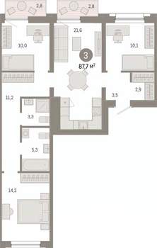 3-к квартира, вторичка, 88м2, 4/8 этаж