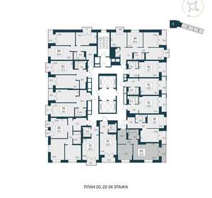 2-к квартира, вторичка, 51м2, 22/30 этаж