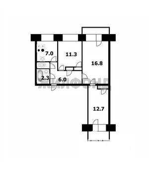3-к квартира, вторичка, 59м2, 3/9 этаж