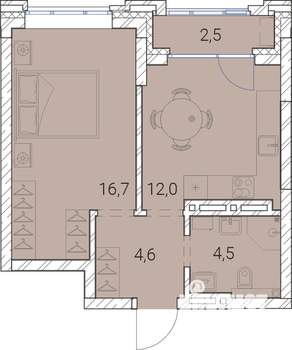 1-к квартира, вторичка, 40м2, 18/25 этаж