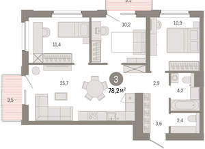 3-к квартира, вторичка, 78м2, 8/24 этаж