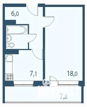 1-к квартира, вторичка, 39м2, 11/17 этаж