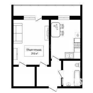 1-к квартира, вторичка, 29м2, 4/5 этаж