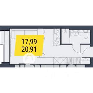 Студия квартира, вторичка, 21м2, 28/29 этаж