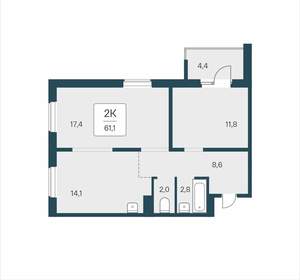 2-к квартира, вторичка, 61м2, 7/17 этаж