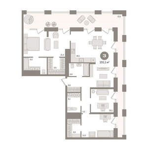 3-к квартира, вторичка, 155м2, 27/30 этаж