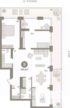 2-к квартира, сданный дом, 151м2, 7/10 этаж