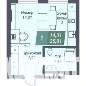 Студия квартира, вторичка, 26м2, 22/23 этаж