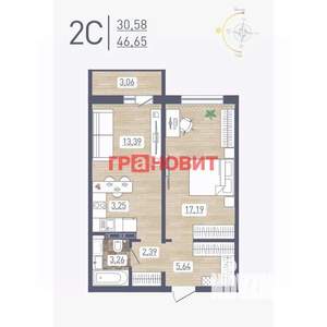 2-к квартира, вторичка, 47м2, 15/17 этаж