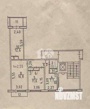 3-к квартира, вторичка, 59м2, 2/9 этаж