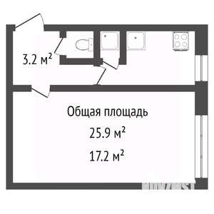 1-к квартира, вторичка, 27м2, 4/4 этаж