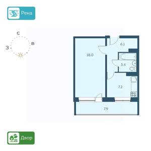1-к квартира, вторичка, 35м2, 17/17 этаж