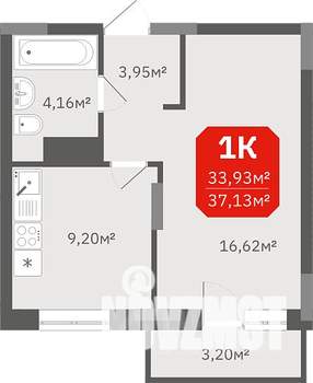 1-к квартира, вторичка, 37м2, 3/17 этаж