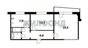 2-к квартира, вторичка, 53м2, 6/10 этаж