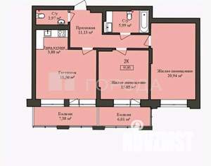 2-к квартира, вторичка, 77м2, 20/29 этаж