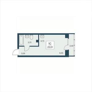 Студия квартира, вторичка, 23м2, 22/25 этаж