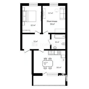 2-к квартира, вторичка, 59м2, 3/4 этаж