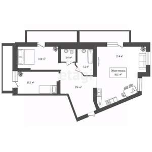 3-к квартира, вторичка, 85м2, 6/9 этаж