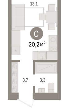 Студия квартира, вторичка, 20м2, 5/15 этаж