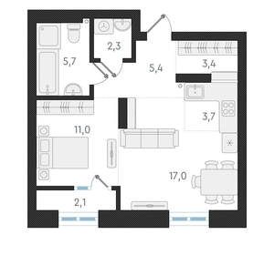 2-к квартира, вторичка, 49м2, 18/29 этаж