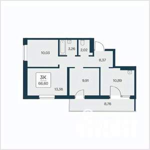 3-к квартира, вторичка, 67м2, 2/25 этаж